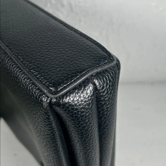 Nanette Lepore Crossbody 3 Compartment Purse Vegan Pebbled Black Leather Bag - Picture 10 of 16